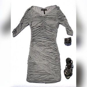 gorgeous gray ruch dress by BCBC Maxazria size XS